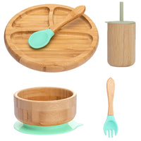 Bopoobo 5-Piece Bamboo Baby Tableware Set - BPA Free, Suction Plates, Eco-Friendly, Perfect for Weaning!