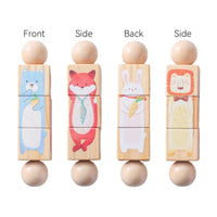 Wooden Montessori Bear Toy – Educational Cartoon Animal Rattle